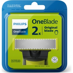 2x Lame di ricambio per rasoio Philips ONEBLADE QP220-50 Acciaio inossidabile