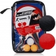 Confezione ping pong 2 racchette in legno piu 3 palline set tennis da tavolo per adulti e bambini con custodia