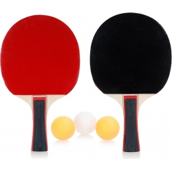 Confezione ping pong 2 racchette in legno piu 3 palline set tennis da tavolo per adulti e bambini con custodia