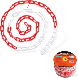 Rotolo di catena a maglia barbazzale in plastica colore rosso bianco alternato spessore 6mm x 40 metri