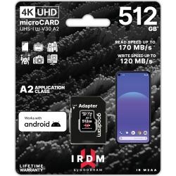 microSD IRDM by GoodRAM 512GB UHS I U3 A2 + adapter