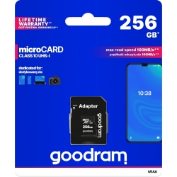 microSD da 256GB Goodram CARD class 10 UHS I + adapter - retail blister