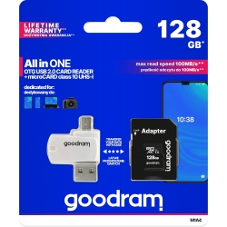 microSD da 128GB Goodram CARD class 10 con lettore e adattatore retail blister