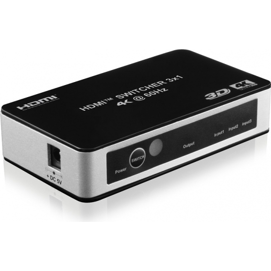 Switch 3x1 HDMI 2.0 18G 4k@60hz HDR, con telecomando IR
