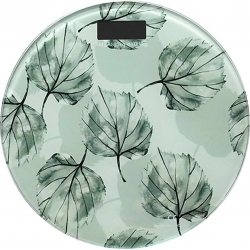 Bilancia pesapersona rotonda 30cm digitale 180Kg batteria vetro foglie magnolia