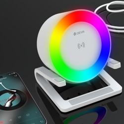 Supporto carica wireless per smartphone illuminazione RGB e speaker bluetooth