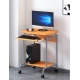 Scrivania Mobile Compact con Ripiano Tastiera e Ruote Faggio e Silver ICA-TB S005