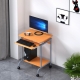 Scrivania Mobile Compact con Ripiano Tastiera e Ruote Faggio e Silver ICA-TB S005