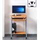 Scrivania Mobile Compact con Ripiano Tastiera e Ruote Faggio e Silver ICA-TB S005