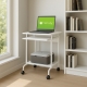 Scrivania Mobile Compact con Ripiano Tastiera e Ruote Bianca ICA-TB S005W