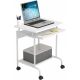 Scrivania Mobile Compact con Ripiano Tastiera e Ruote Bianca ICA-TB S005W