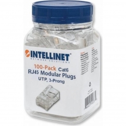 Confezione 100 Plug RJ45 Cat.6 UTP per Cavo Rigido Intellinet
